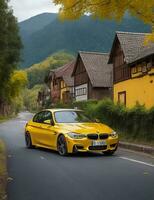 A beautiful BMW car in a beautiful setting photo