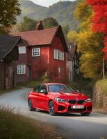 A beautiful BMW car in a beautiful setting photo