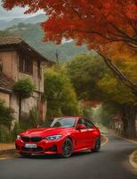 A beautiful BMW car in a beautiful setting photo