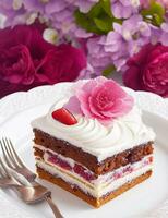 Beautiful cake on a plate Ai photo