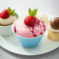 Delicious attractive ice cream on a plate photo