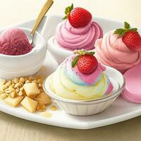 Delicious attractive ice cream on a plate photo