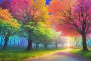 Colorful Tree Natural Scenery Magic Style Scene photo