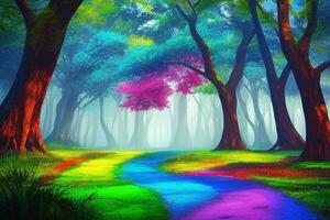 Colorful Tree Natural Scenery Magic Style Scene photo