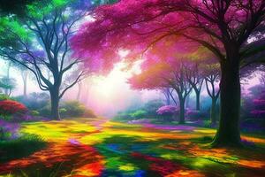 Colorful Tree Natural Scenery Magic Style Scene photo