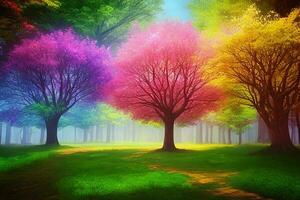 Colorful Tree Natural Scenery Magic Style Scene photo