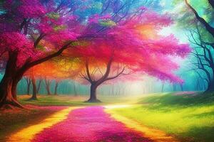 Colorful Tree Natural Scenery Magic Style Scene photo