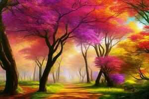 Colorful Tree Natural Scenery Magic Style Scene photo