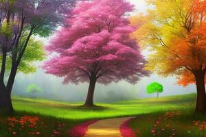 Colorful Tree Natural Scenery Magic Style Scene photo