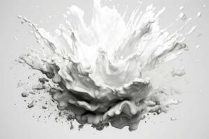 Explosion of white paint on white background. Fluid background. Color explosion. Generative AI photo