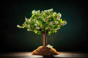 Money tree. A symbol of financial success. AI generated photo