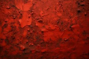 Concrete red wall. Background with distressed grunge texture. Generative AI photo