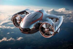 el avanzado volador máquina con aerodinámica y cuerpo con nanocélula tecnología. generativo ai foto
