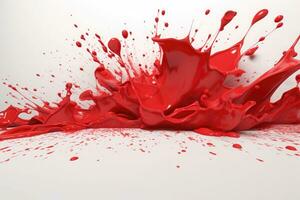 Red paint splash area with white background. Generative AI photo