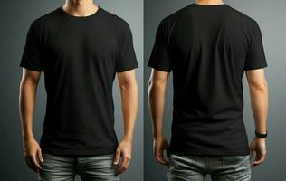 Front and rear perspective of a trendy black clothes t shirt AI Generated photo