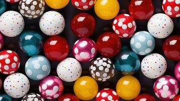 Gumballs background. Colorful candies. Assorted brightly colored dragees. Generative AI photo