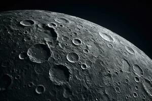 Luna superficie. cráteres y surcos en el superficie de el la tierra satélite. generativo ai foto
