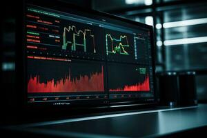 Data science. Scientist computing, analysing and visualizing complex data set on computer. AI generated photo