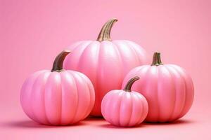 Pink color fresh pumpkins. Halloween and Thanksgiving concept. Generative AI photo