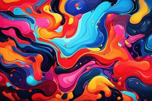 Abstract colorful paint. Liquid paints in blending flow mixing together gently. AI generated photo