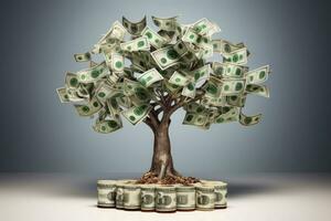 Money tree. A symbol of financial success. AI generated photo