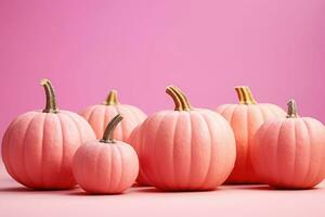 Pink color fresh pumpkins. Halloween and Thanksgiving concept. Generative AI photo