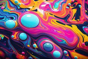 Abstract colorful paint. Liquid paints in blending flow mixing together gently. AI generated photo