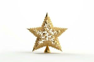 Golden glittering star shaped Christmas decoration. AI generated photo