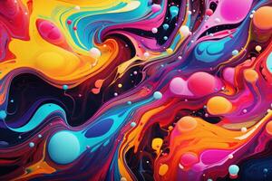 Abstract colorful paint. Liquid paints in blending flow mixing together gently. AI generated photo