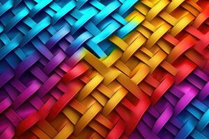 Abstract diagonal angled rainbow colored interweaving. Generative AI photo