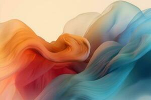 Ethereal transparent background. Wavy abstract blurred iridescent light backdrop. Generative AI photo