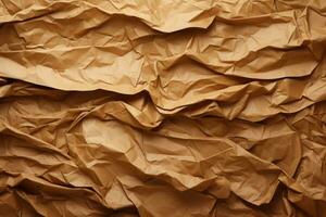 Crumpled brown paper background. Generative AI photo