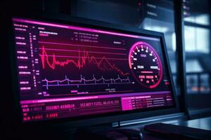 Data science. Scientist computing, analysing and visualizing complex data set on computer. AI generated photo