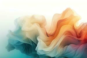 Ethereal transparent background. Wavy abstract blurred iridescent light backdrop. Generative AI photo