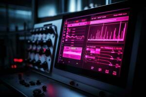 Data science. Scientist computing, analysing and visualizing complex data set on computer. AI generated photo