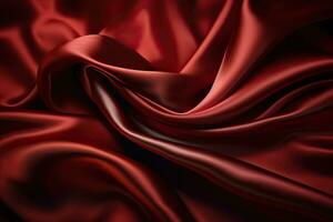 Abstract red smooth silk background. Satin elegant luxury fabric. Beautiful soft folds on the surface of the fabric. Generative AI photo