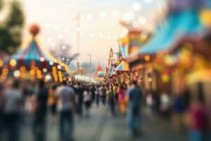 Tilt shift blur effect. Abstract summer festival with bokeh. Generative AI photo