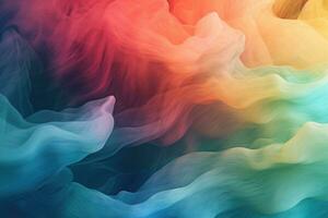 Ethereal transparent background. Wavy abstract blurred iridescent light backdrop. Generative AI photo