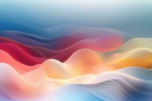 Ethereal transparent background. Wavy abstract blurred iridescent light backdrop. Generative AI photo