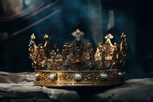hermosa Rey corona. fantasía medieval período. generativo ai foto