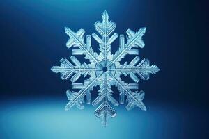 Snowflake on a dark blue background. AI generated photo