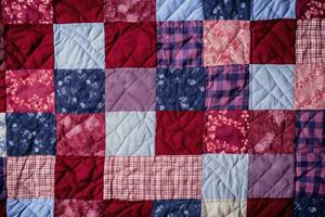 Color handmade blanket in style patchwork. Patchwork quilt. Generative AI photo