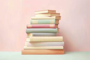 apilar de libros en suave pastel colores. generativo ai foto