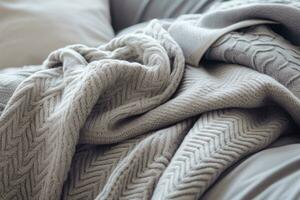 Soft gray textile. Winter background. Generative AI photo