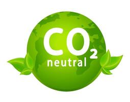 CO2 neutral, green label. Eco friendly industrial production. Vector illustration.