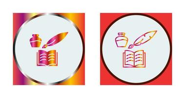 Unique Quill and Book Vector Icon