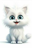 illustration of Cute cartoon cat sitting isolated on white background. ai generated pro photo