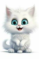 ilustración de linda dibujos animados gato sentado aislado en blanco antecedentes. ai generado Pro foto