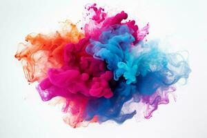 Abstract multicolored smoke on a white background. Design element. AI generated pro photo