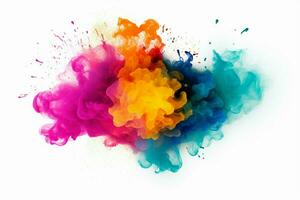 Abstract multicolored smoke on a white background. Design element. AI generated pro photo